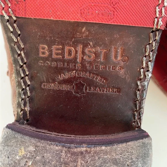 Bed Stu Rose Cap Toe Oxford Distressed Brown Leather Laceless 8.5 - Picture 10 of 10